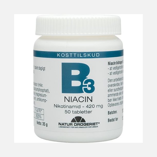 Mega Niacin, 420 mg, 50 tabletter