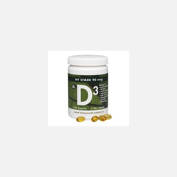 D3-vitamin, strk, 90 mcg, 120 kapsler
